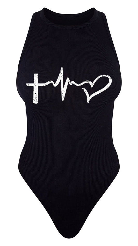 RIBBED RACER BODYSUIT ‘FAITH.HOPE.LOVE’